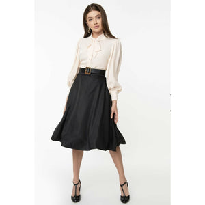 Retro Style Black High Waist Vivien Swing Skirt