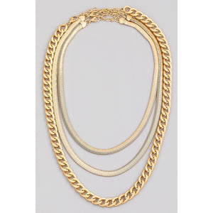 Layered Herringbone Chain Necklace