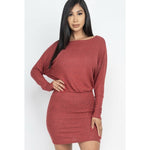 Off the shoulder mini dress- Rust