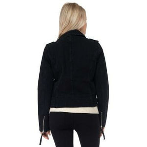 Black Wash Denim Moto Jacket