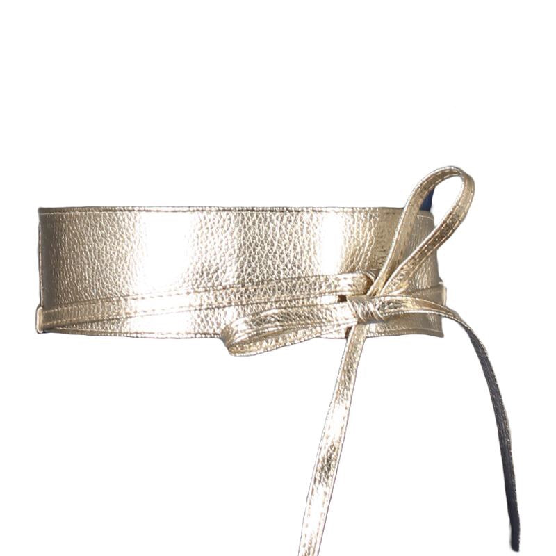 Kissing Charlie – Wide Wrap Tie Belt Gold