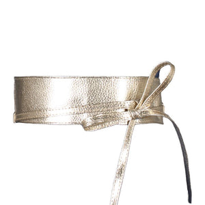 Kissing Charlie – Wide Wrap Tie Belt Gold
