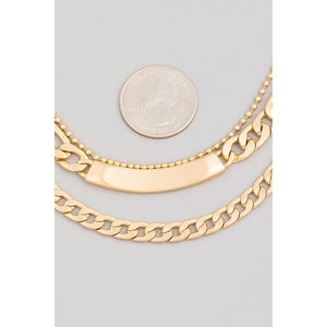Layered Flat Curb Chain Necklace