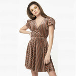 Multicolor Striped Velvet Girl Power Flare Dress