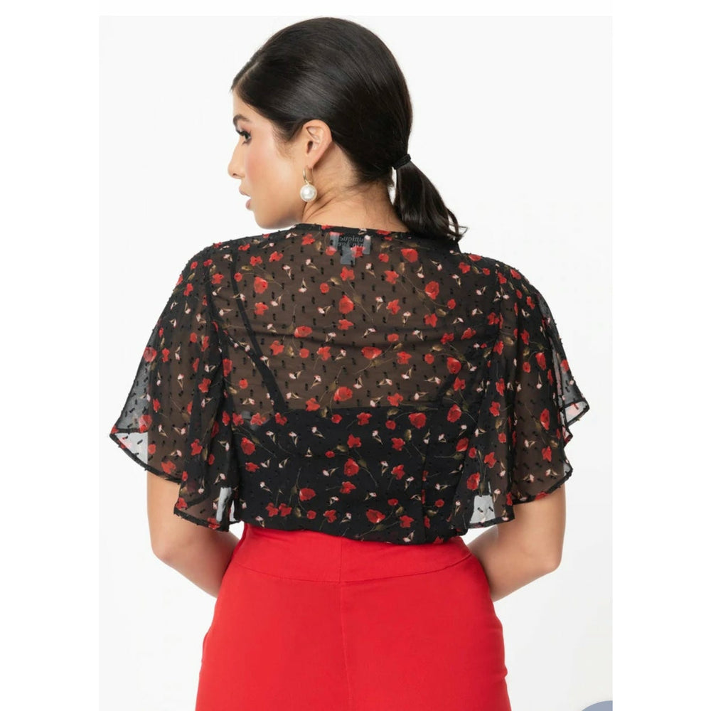 Black & Red Floral Print Cecilia Blouse