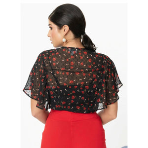 Black & Red Floral Print Cecilia Blouse