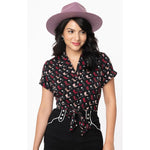 Shirley Crop Top Black/cowboy print