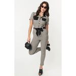 Vintage Black & Ivory Plaid Skinny Leg Bexley Jumpsuit S-5X