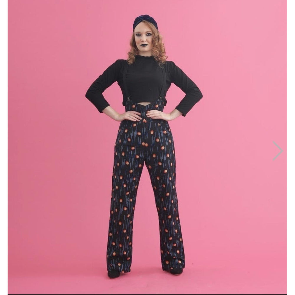 Rosie Blue Print- High Waisted Trousers.