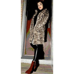 Mid length faux fur leopard jacket