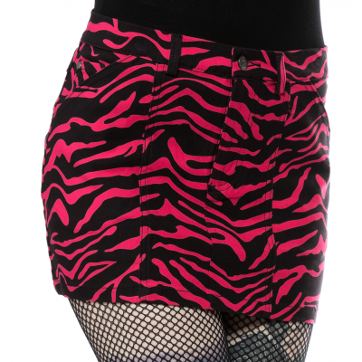 ZEBRA FIVE POCKET MINI SKIRT HOT PINK