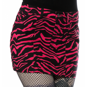 ZEBRA FIVE POCKET MINI SKIRT HOT PINK