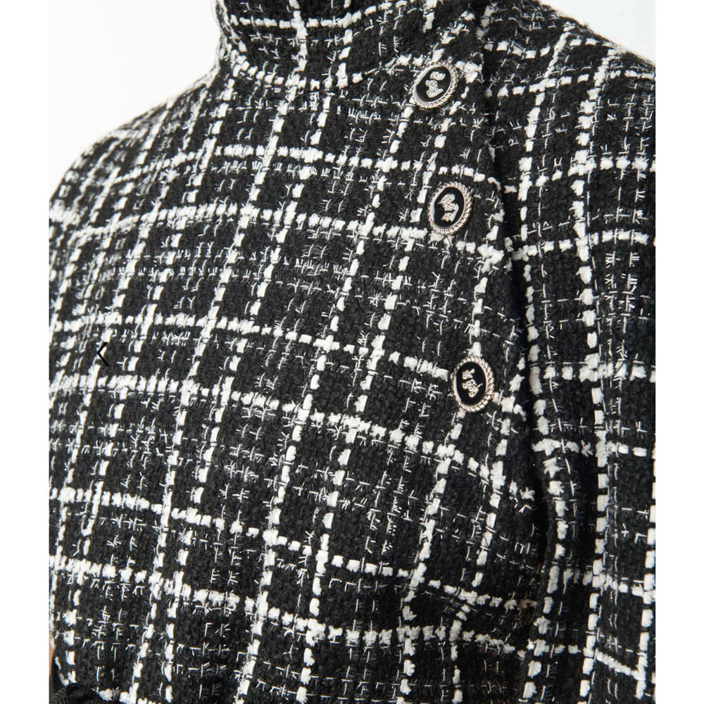Smak Parlour Plus Size Black & White Tweed Plaid Savile Row Cape Coat