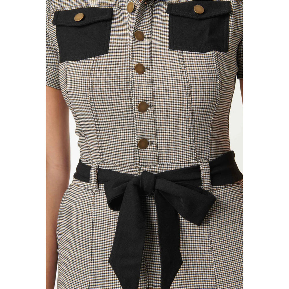 Vintage Black & Ivory Plaid Skinny Leg Bexley Jumpsuit S-5X