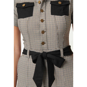 Vintage Black & Ivory Plaid Skinny Leg Bexley Jumpsuit S-5X