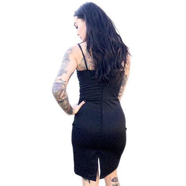 Black Leopard Studded Bra Dress