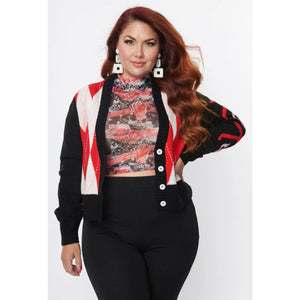 Harley Quinn x Smak Parlour Black & Red Argyle XOXO Cardigan