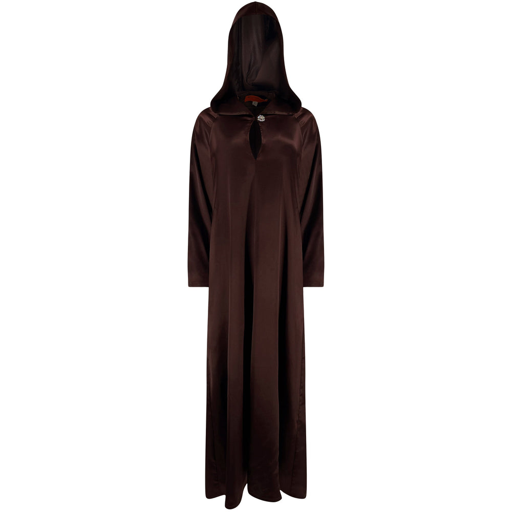 
            
                Load image into Gallery viewer, Brown satin hooded gown
            
        