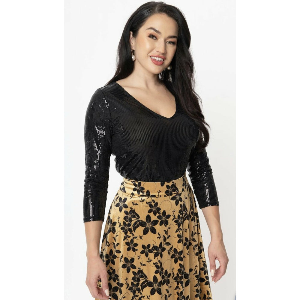 Vintage Black Sequin Marianne Top
