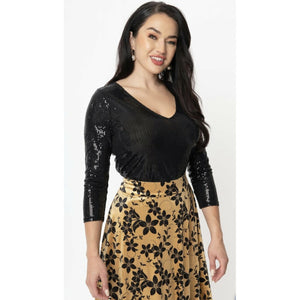 Vintage Black Sequin Marianne Top