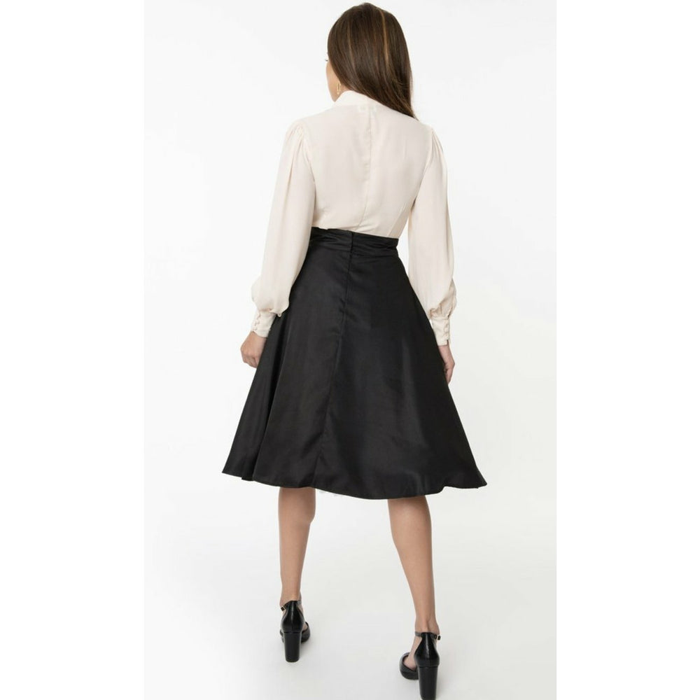 Retro Style Black High Waist Vivien Swing Skirt