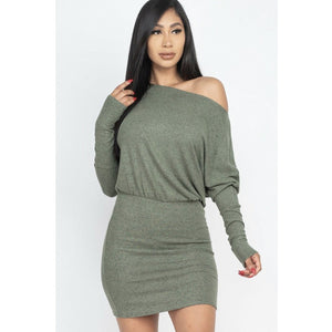 Off the shoulder mini dress-Sage green