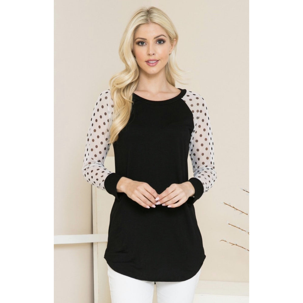 Polka Dot Mesh Baseball Tee