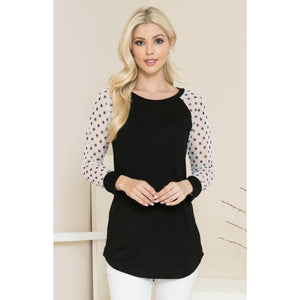 Polka Dot Mesh Baseball Tee