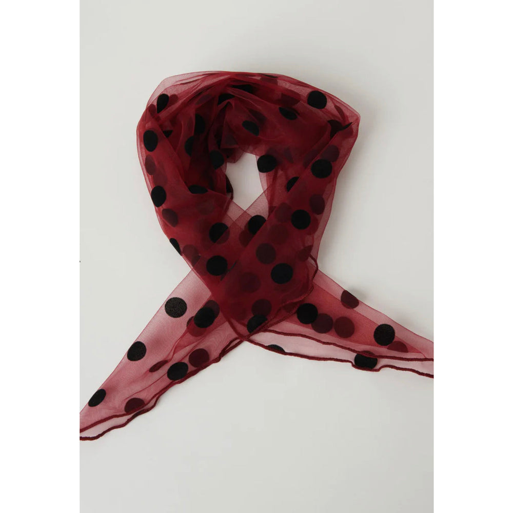 Burgundy & Black Polka Dot Hair Scarf