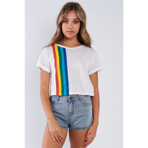
            
                Load image into Gallery viewer, White rainbow graphic Tee
            
        