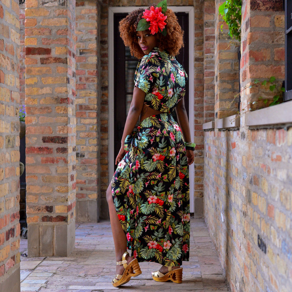 Mariya - Urban Tropical Original Green and Black floral.