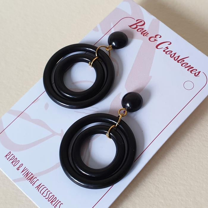 DOT Double Hoops - Black