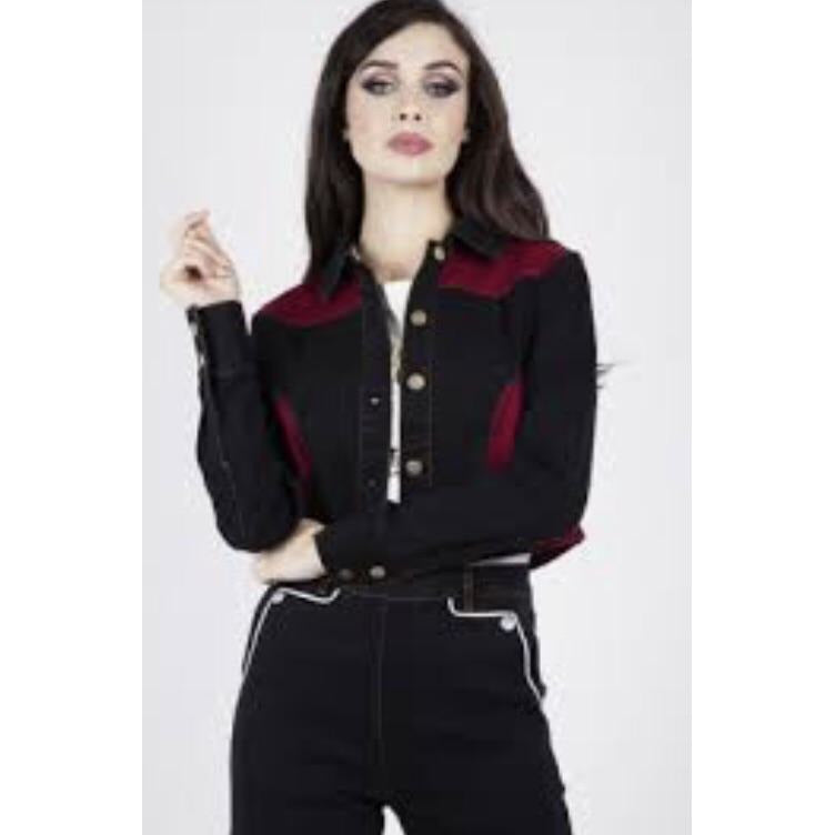 VOODOO VIXEN 50'S DENIM JACKET BLK/RED