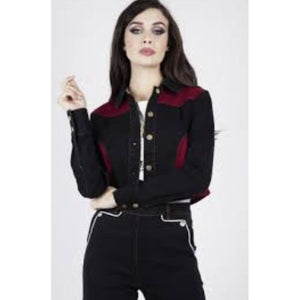 VOODOO VIXEN 50'S DENIM JACKET BLK/RED