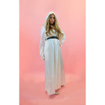White and gold shimmer hooded gown