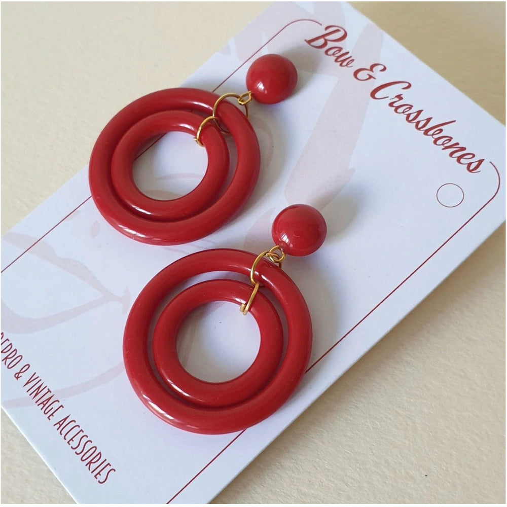 DOT Double Hoops - Cherry Red