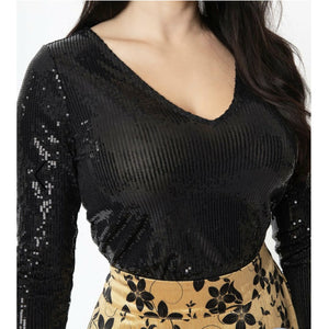 Vintage Black Sequin Marianne Top
