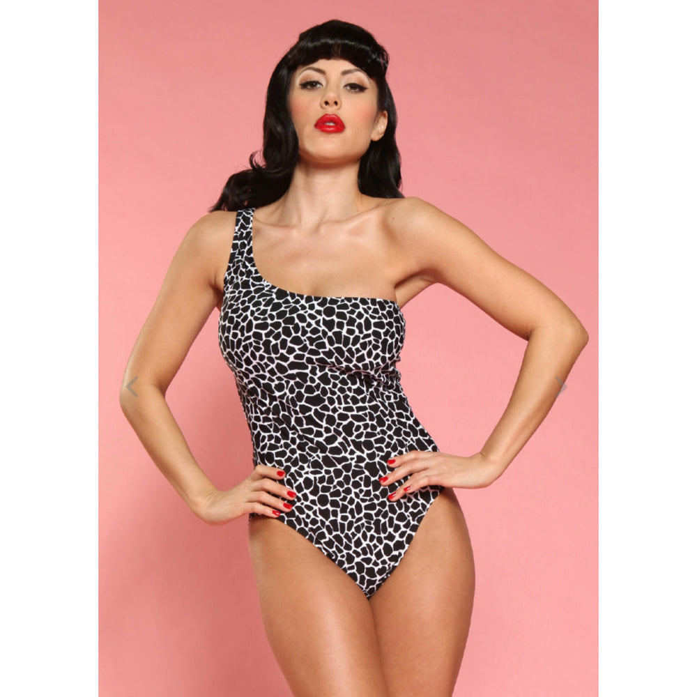 Mosaic 1-Piece One Shoulder black and white