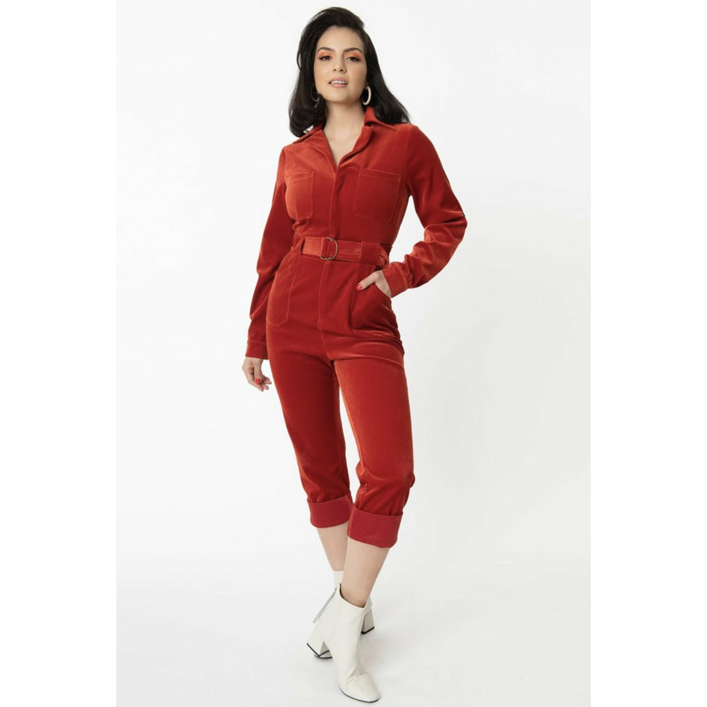 Rust Orange Corduroy Trixie Jumpsuit