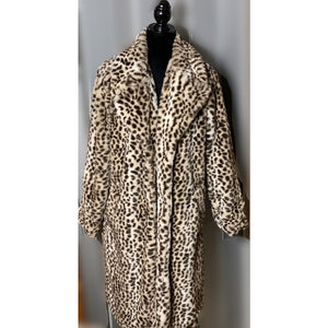 Mid length faux fur leopard jacket