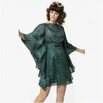 Green & Silver Star Print Social Climber Caftan