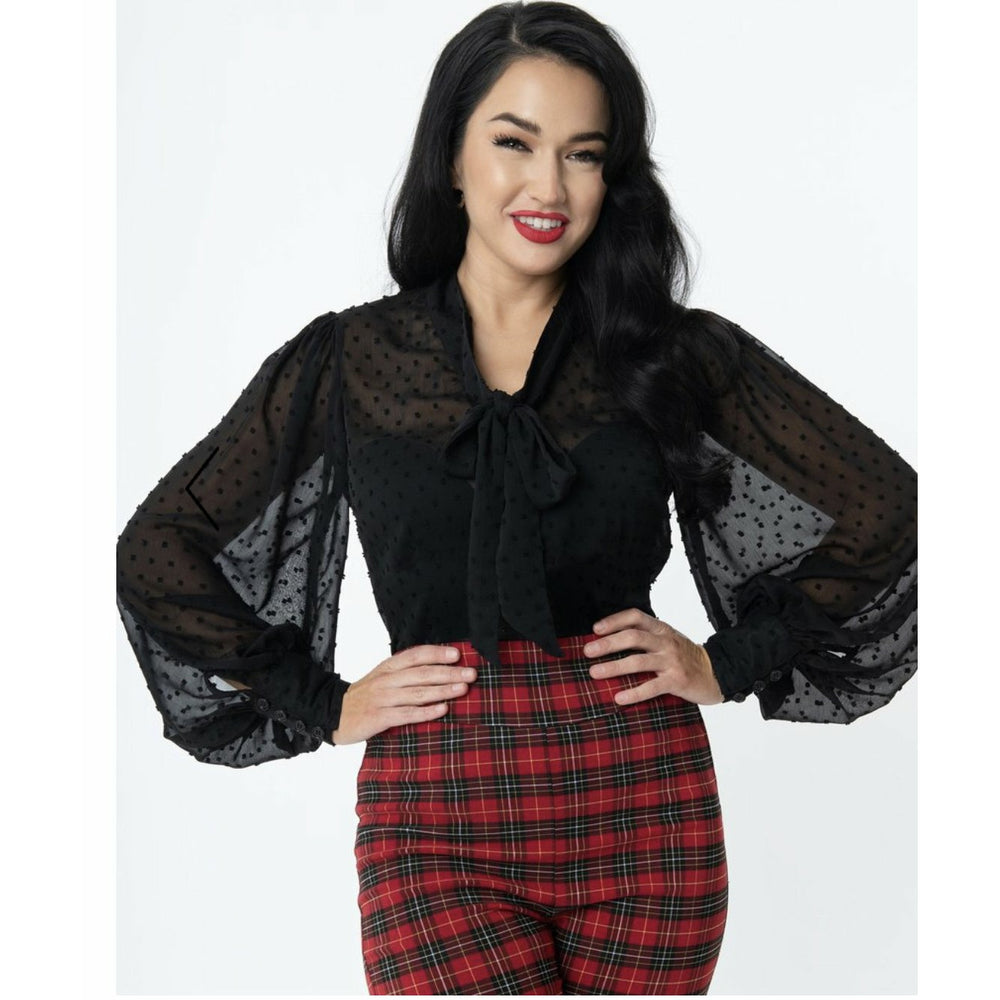 Black Clip Dot Lena Blouse