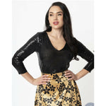 Vintage Black Sequin Marianne Top
