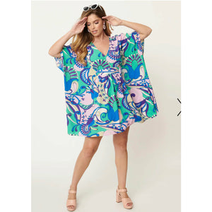 Green & Blue Psychedelic Paisley Roper Caftan