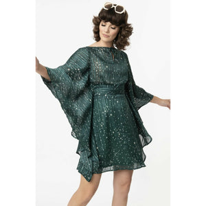 Green & Silver Star Print Social Climber Caftan