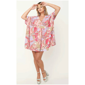 Pink Paisley Print Roper Caftan