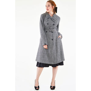 Margaret Houndstooth coat-bow detail coat