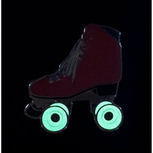 
            
                Load image into Gallery viewer, Pink roller skate pin with glow in the dark wheels
            
        