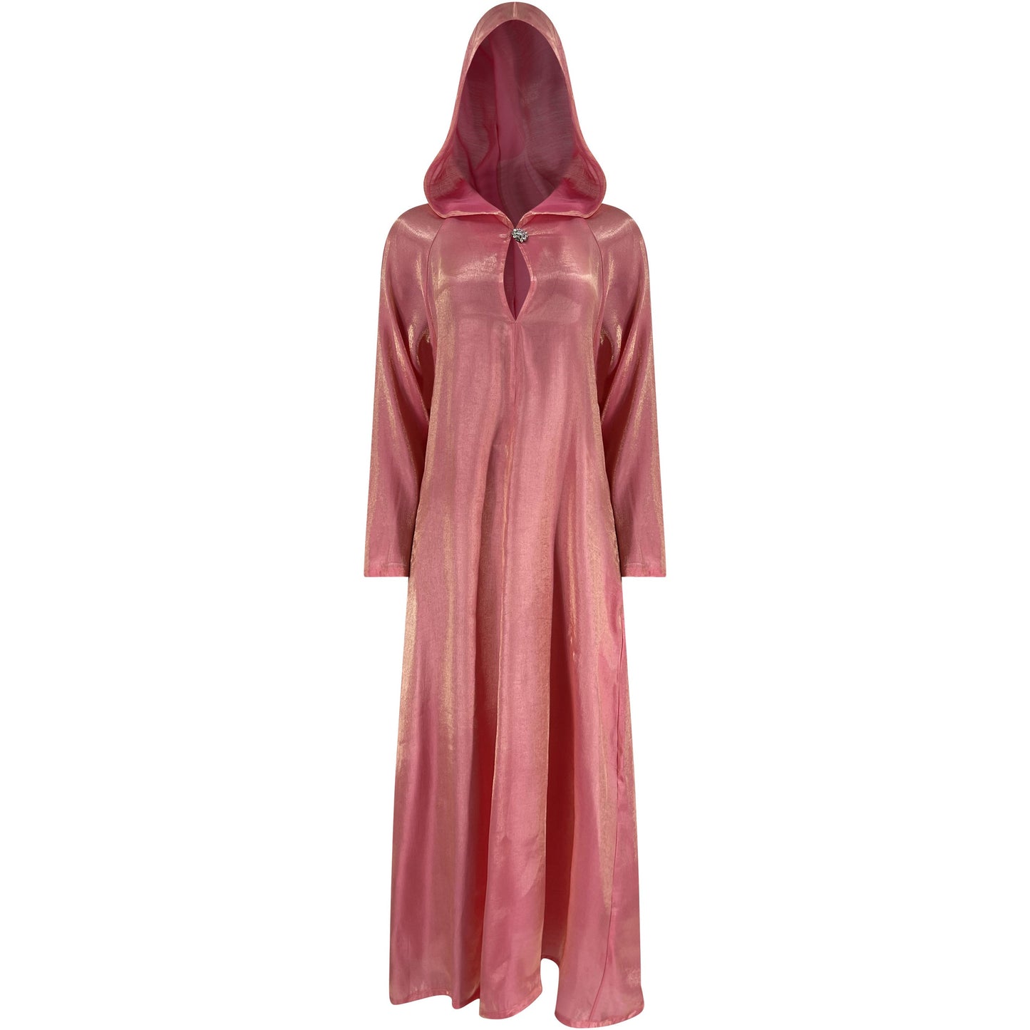 Pink and gold shimmer hooded gown