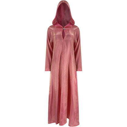 Pink and gold shimmer hooded gown